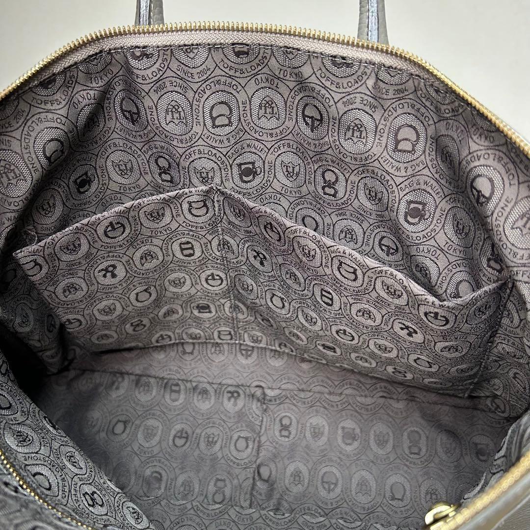 美品　トフアンドロードストーン　ビジネスバッグ　2way　グレー　レザー　A4◎