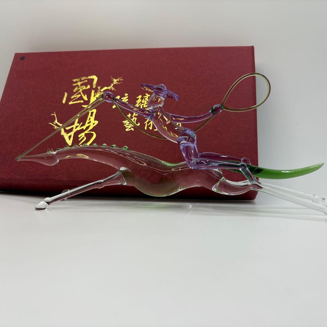 一点モノ ガラス工芸 馬 躍動感あふれるインテリア置物 カウボーイ 馬 午年