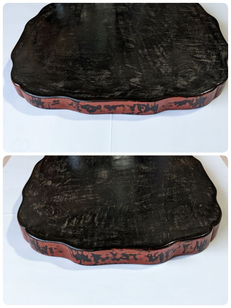 ♢中国 古玩 古美術 堆朱 彫漆 牡丹文 盆 盤 飾り茶道具 骨董品