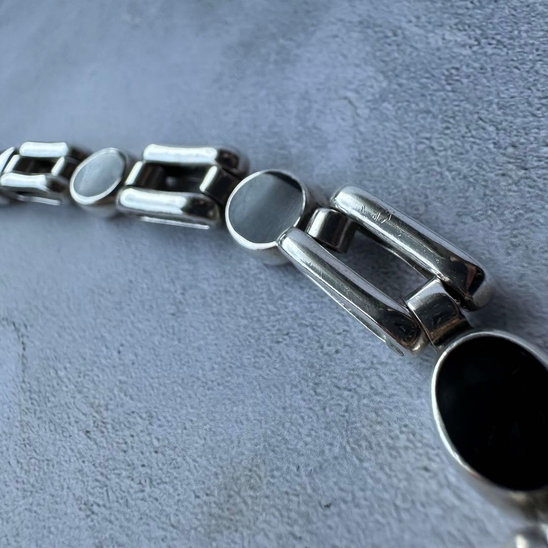 ヴィンテージ オニキスリンクブレスレット シルバー925 メキシコ製