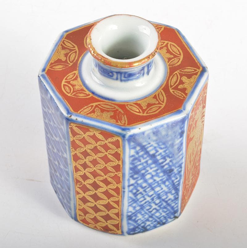 伊万里焼 古伊万里 色絵金彩 祥瑞鳳凰文 六角振出 時代箱付 V R6735