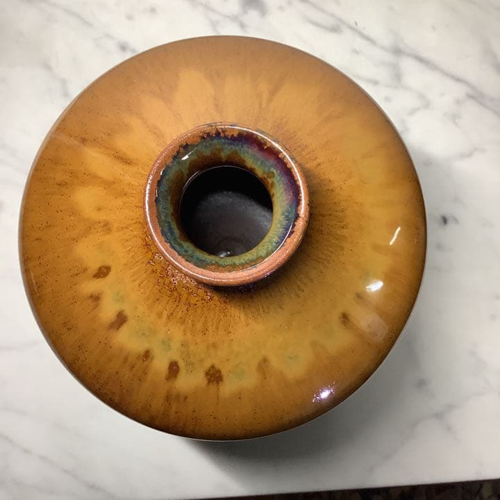 「値下げ」小杉焼　鉄砂　花生(花瓶)  池上栄一　共箱、共布