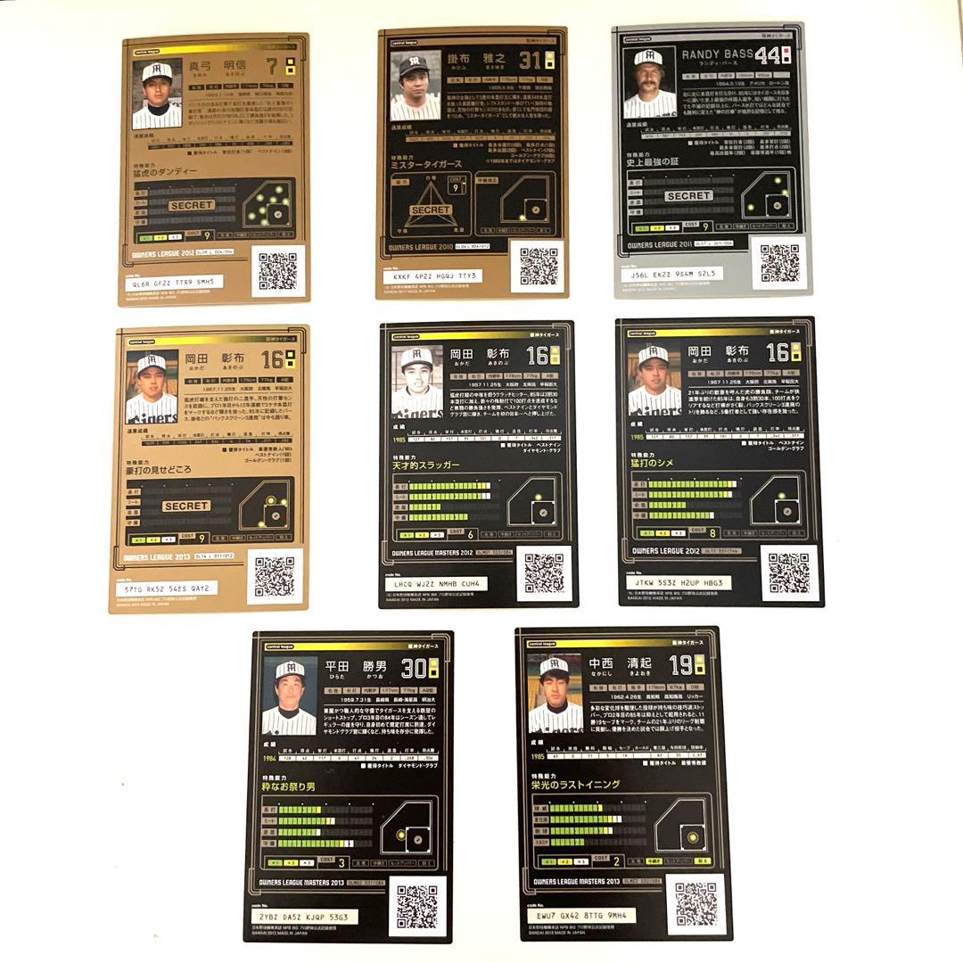 阪神　オーナーズリーグ　1985年優勝メンバー　8枚セット