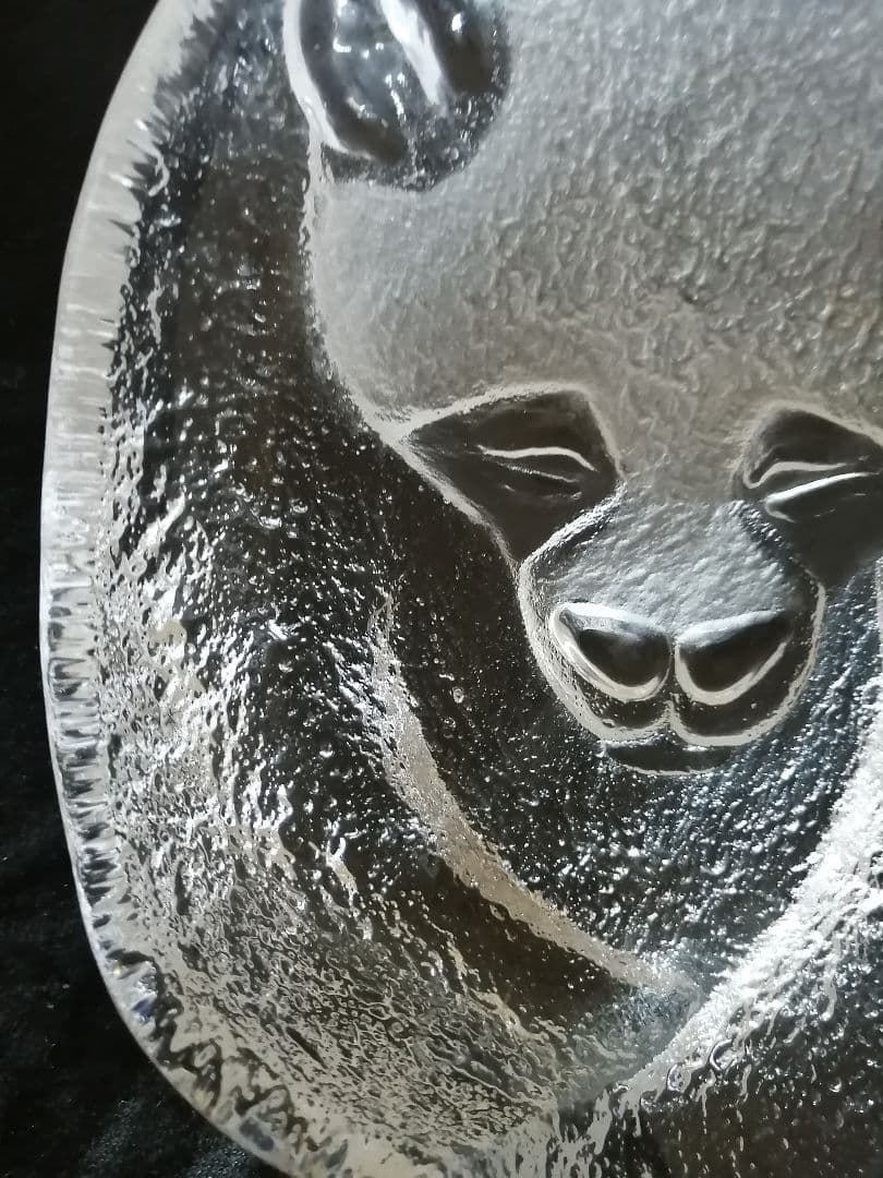 パンダ ガラス細工トレイ ガラス工芸品 レア品