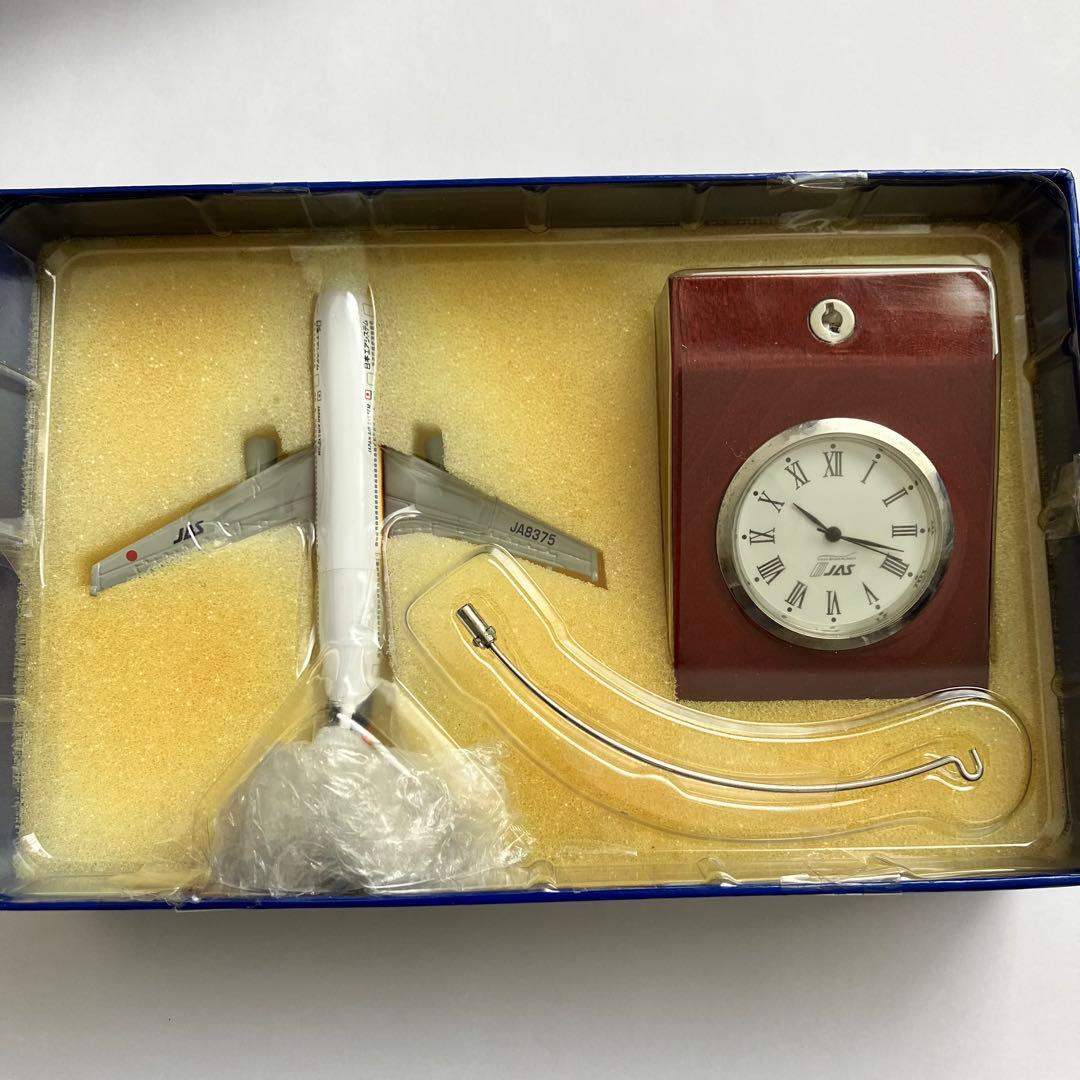 日本エアシステム JAS 飛行機 機内品 時計 置き時計 ダイキャスト 希少品