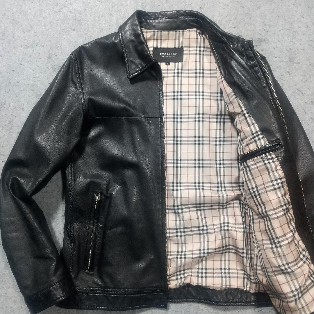 美品 バーバリーブラックレーベル ライダース レザージャケット 革