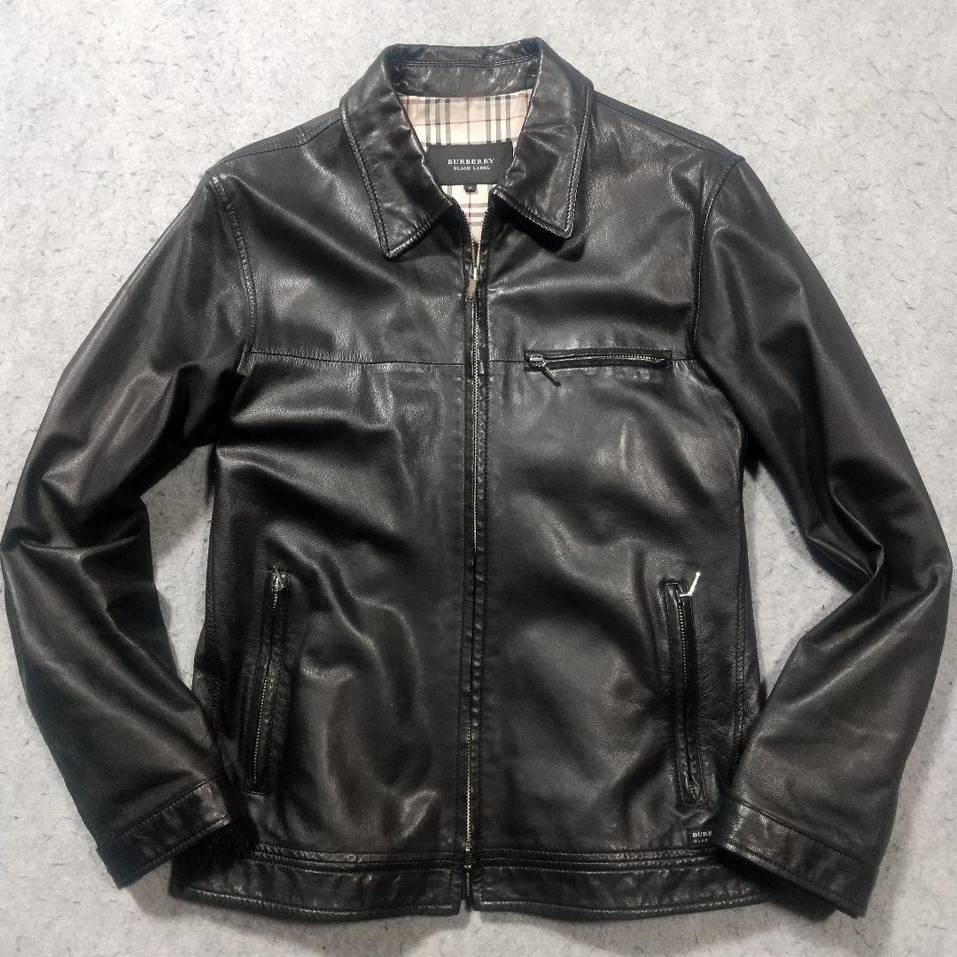 美品 バーバリーブラックレーベル ライダース レザージャケット 革