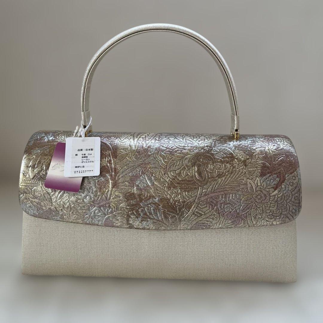 伊と忠 未使用タグ付き金彩クラフト 和装バッグ フォーマルバッグ 高品質