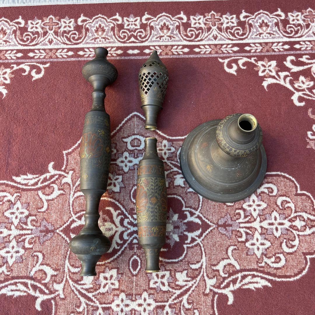 古雑貨アンティーク品◾️真鍮製 エスニックデザイン スタンドライト