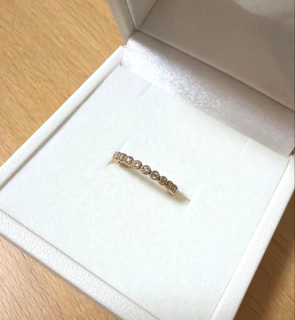 K18 PG１号0.10ct☆ダイヤモンド ハーフエタニティ ピンキーリング