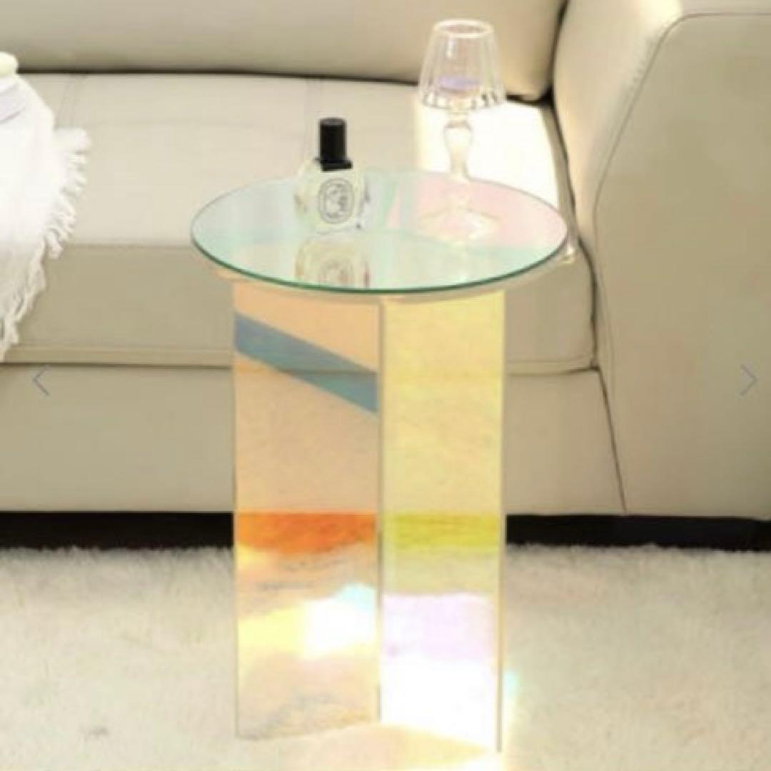 オーロラ ホログラム 韓国風アクリル形ミニサイドテーブル