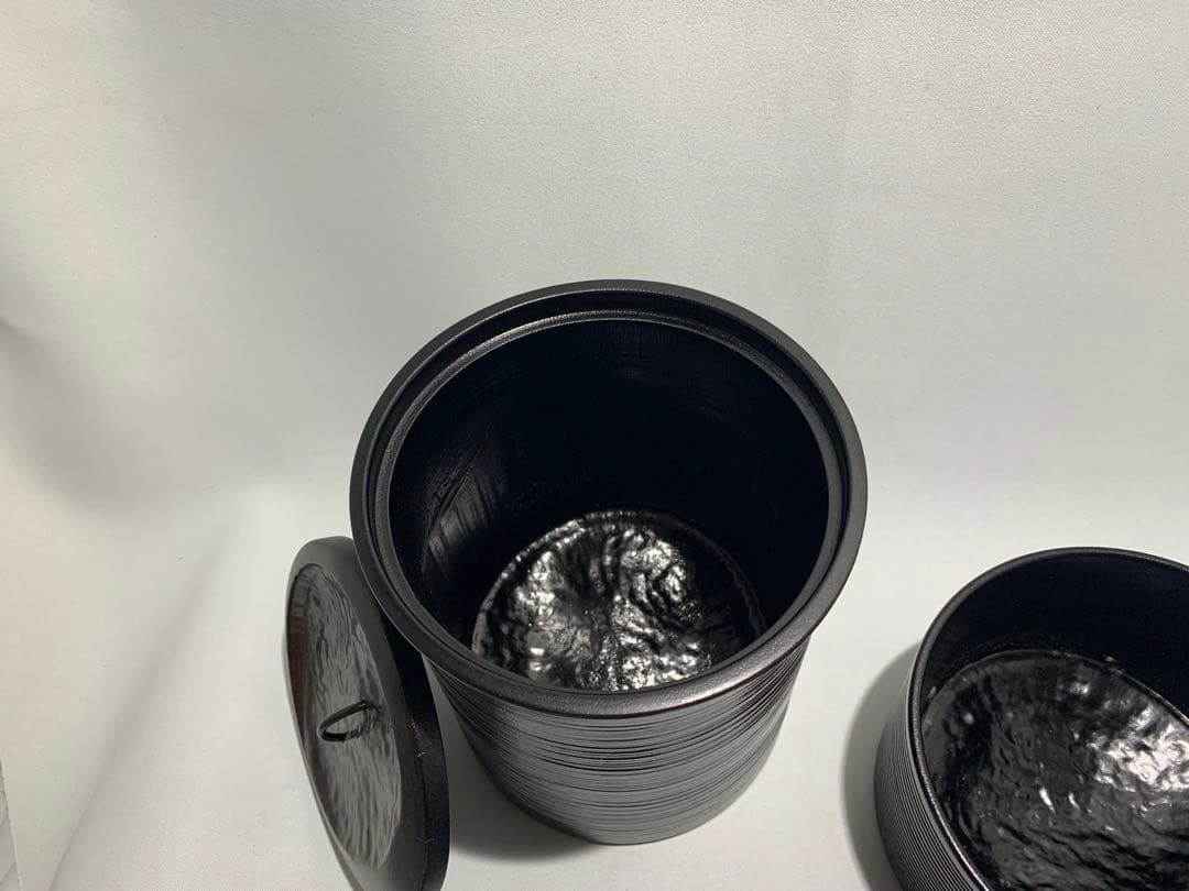 【未使用】　西都　竹製溜塗　竹細工　茶道具　水指　建水　棗