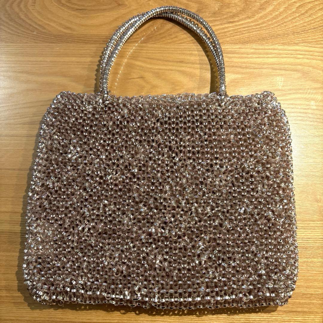 未使用☆ANTEPRIMA クリア・ピンク　ワイヤーバッグ　パールリボン