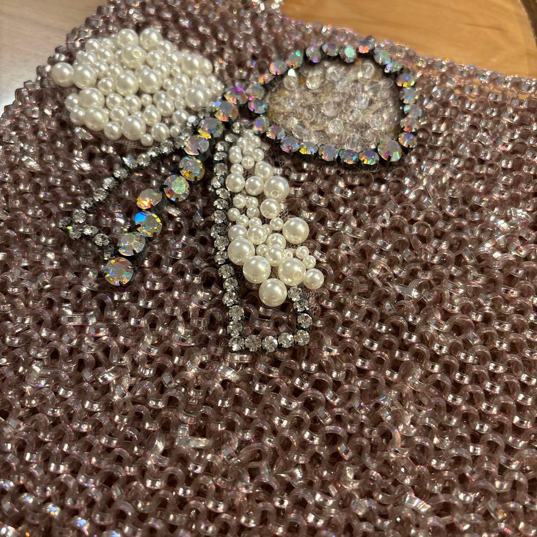 未使用☆ANTEPRIMA クリア・ピンク　ワイヤーバッグ　パールリボン