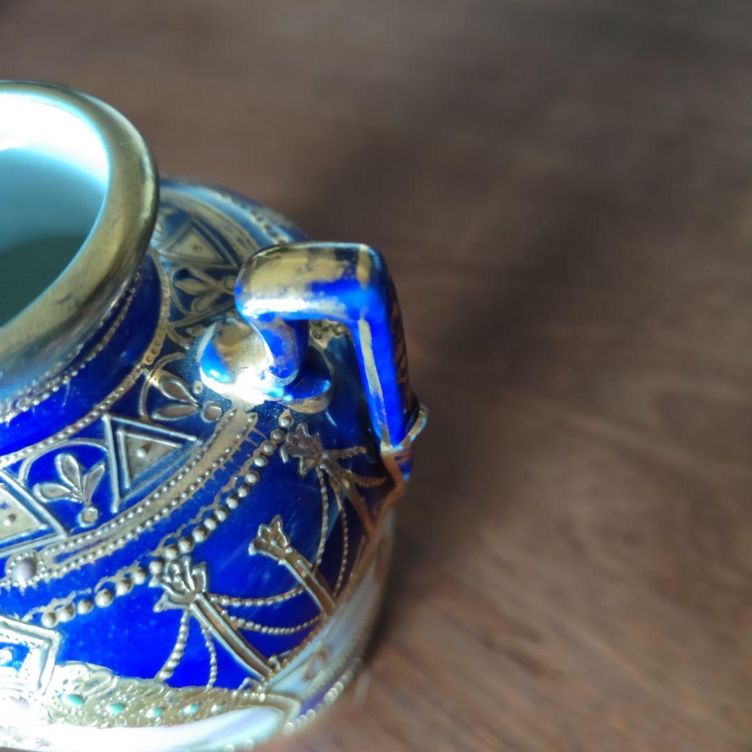 オールドノリタケ#アンティーク#食器#花瓶#コバルトブルー#金盛り