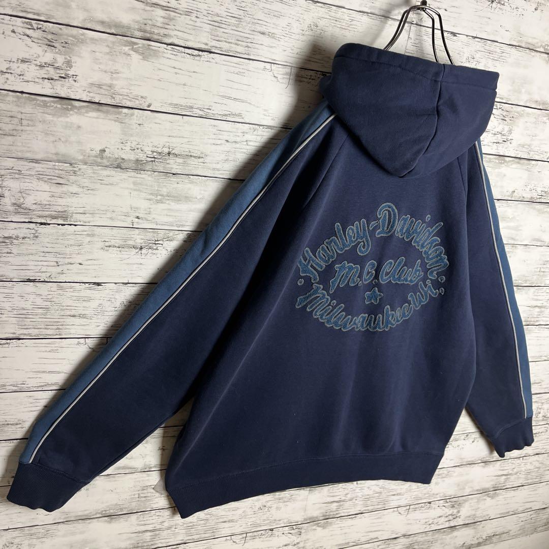 【激レア‼︎】ハーレーダビッドソン◎XL 刺繍 フルジップ パーカー D138