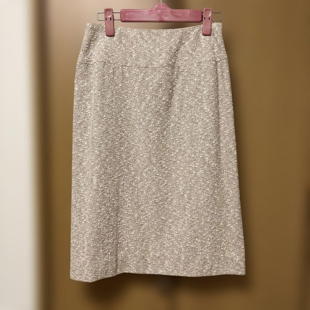 CHANEL ベージュツイードタイトスカート　98P 36