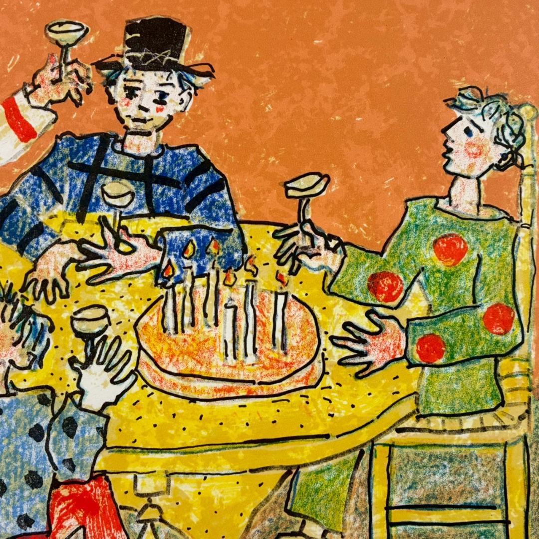 美品 ポール・アイズピリ「パーティー（誕生日）」リトグラフ 直筆