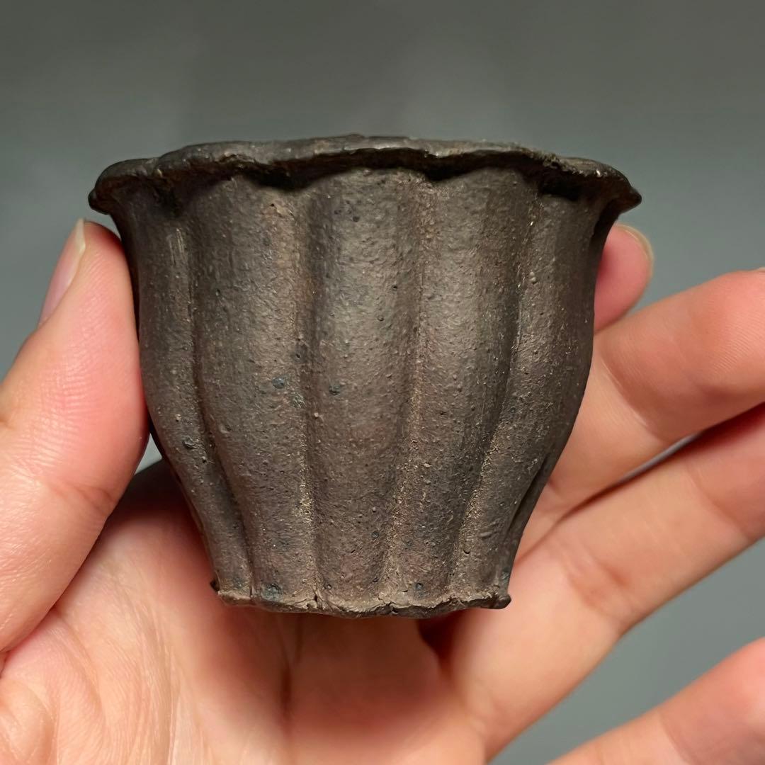 707.夢陶 紫泥輪花鉢 盆栽鉢 植木鉢 6.3*4.9cm