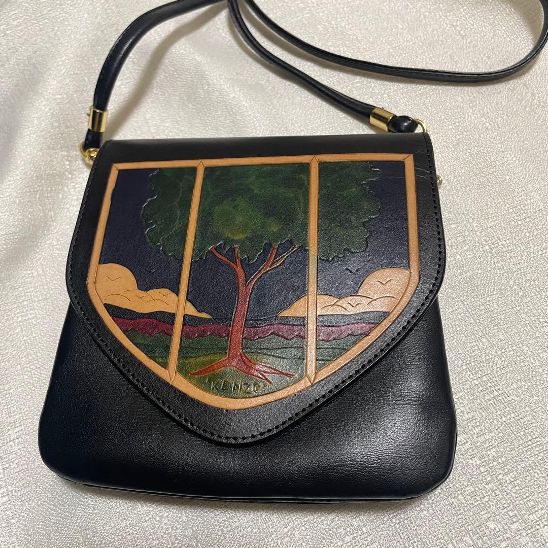 ✨希少美品 KENZO FUKUI 福井謙三 窓 ショルダーバッグ レザー 本革