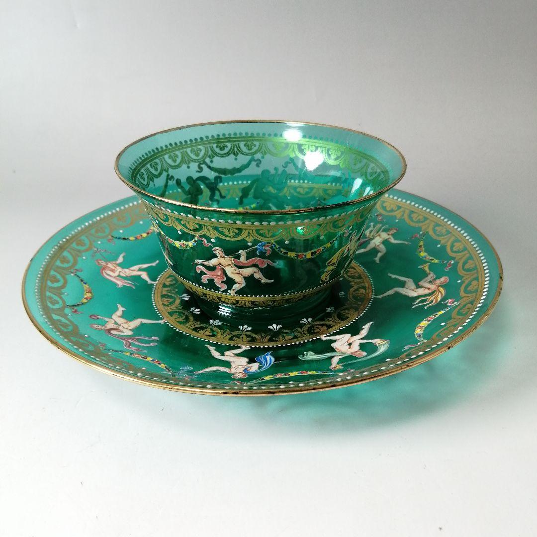 イタリア ベネチアングラス ヴェネツィア ムラノ エナメル彩 金彩 皿