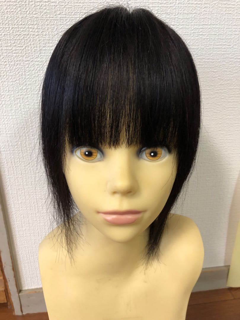 人毛100%ショートウィッグ　人毛100%ヘアピース　部分ウィッグ