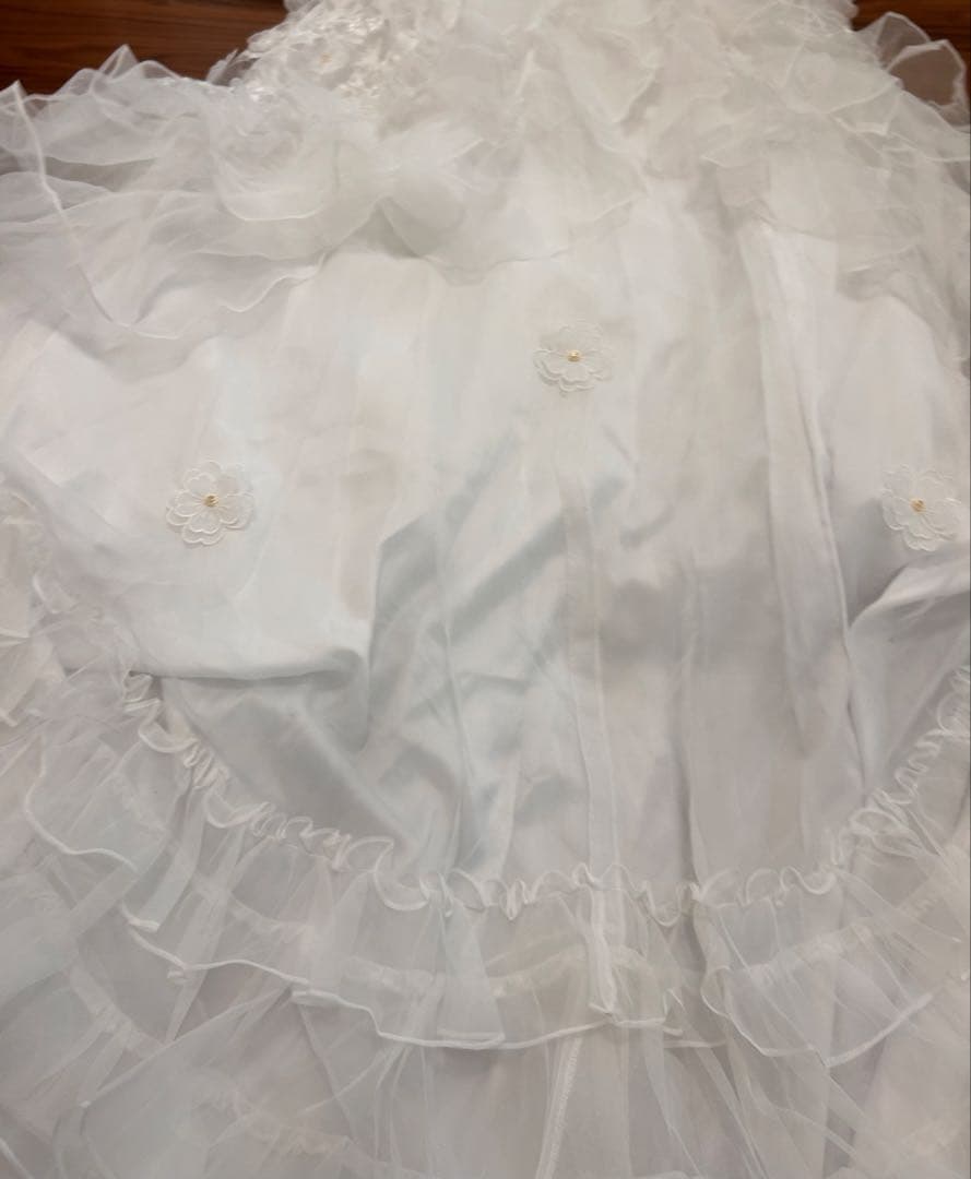 日本製 ヴィンテージ　贅沢な高級レース ウェディングドレス 9号　レトロ