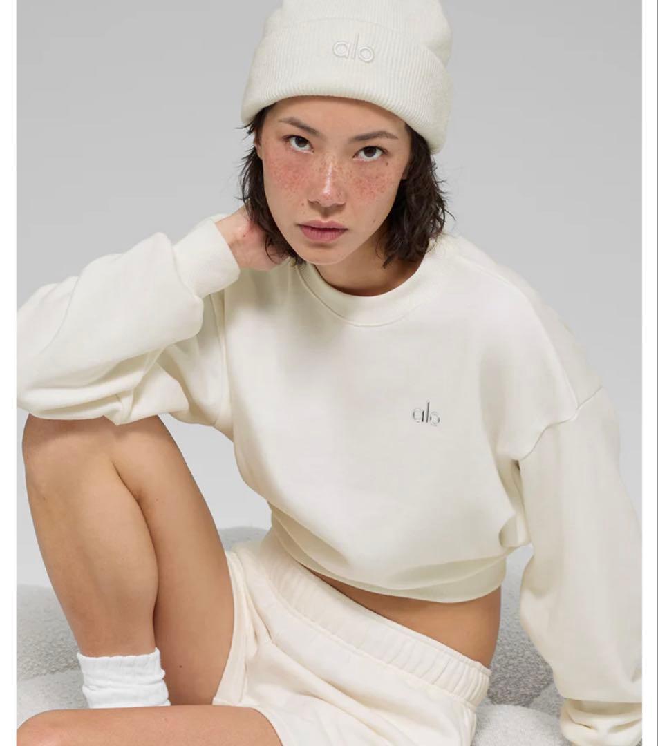 正規品　alo ノータブルビーニー　アイボリー ALO Yoga】Notable Beanie ロゴ ニット帽 ビーニー (ALO Yoga/ニット