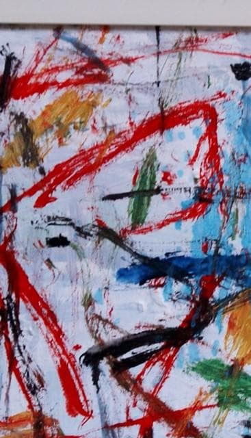 抽象画　　「彩-31」　色紙に油彩の抽象画、