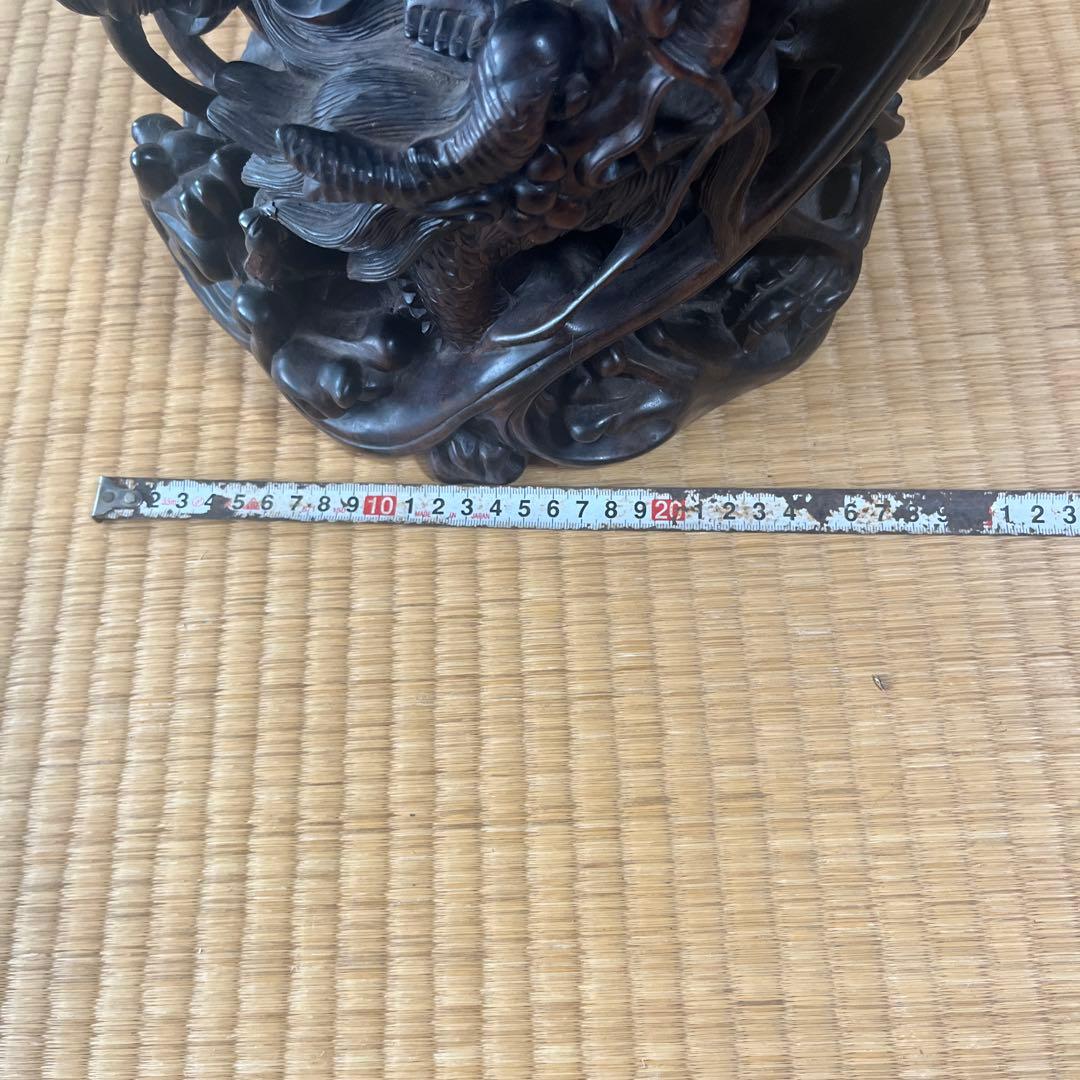 お値下げ】木彫 観音菩薩 木製 龍 彫刻 仏像 天女 置物 オブジェ