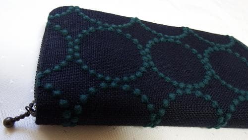 未使用　濃紺✕緑　タンバリン生地　ミナペルホネン　ハンドメイド作家様　長財布