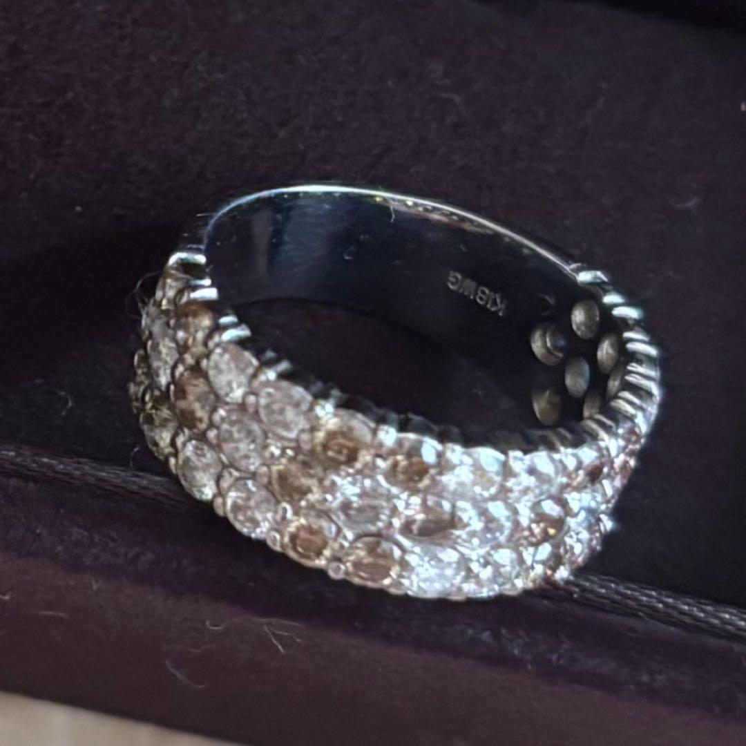 きみさん K18WGダイヤモンド ブラウンダイヤ リング フラワーモチーフ