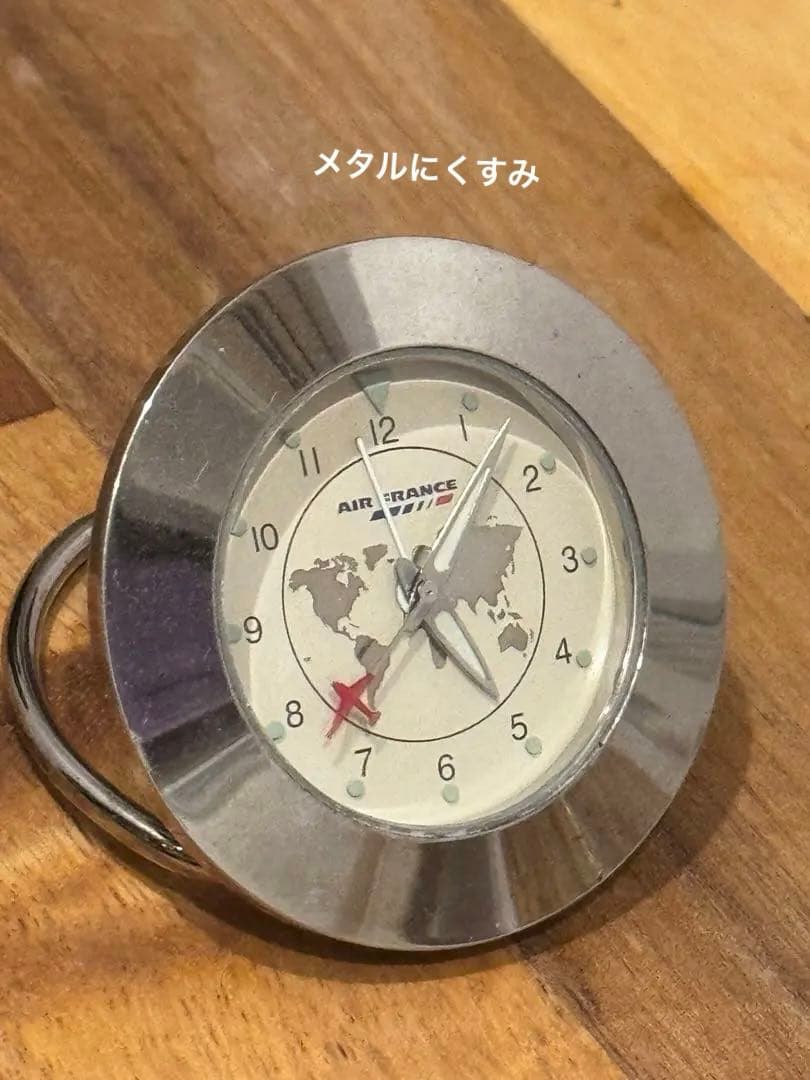 起動中エールフランス公式 旅行時計 AIRFRANCE ポリッシュ済純銀貼り
