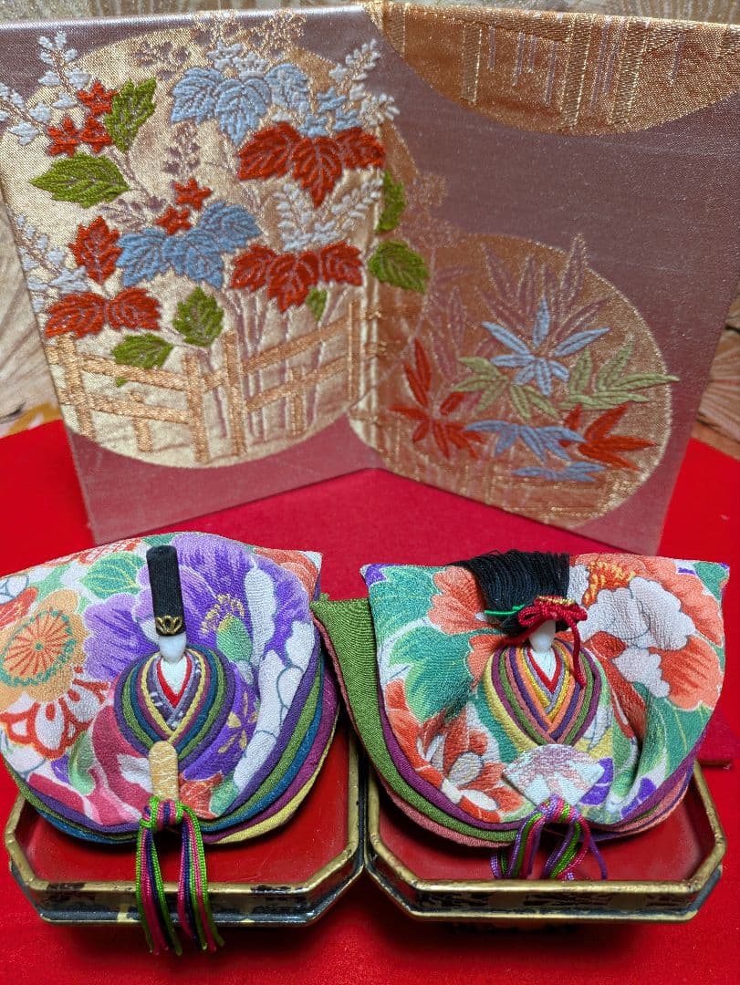 【bebemilmil】アンティーク縮緬の手作りお雛様三人官女付