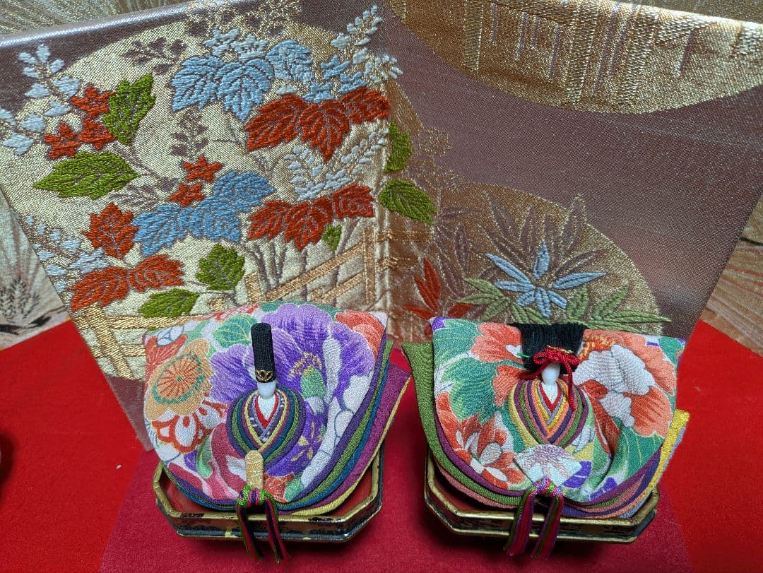 【bebemilmil】アンティーク縮緬の手作りお雛様三人官女付