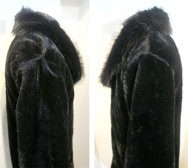 4XL ファーコート ショール襟 黒 ブラック 毛皮 パンク ロック ロカビリー