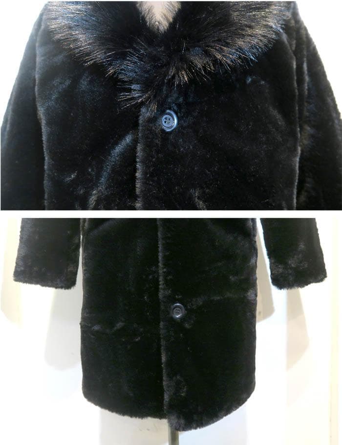 4XL ファーコート ショール襟 黒 ブラック 毛皮 パンク ロック ロカビリー