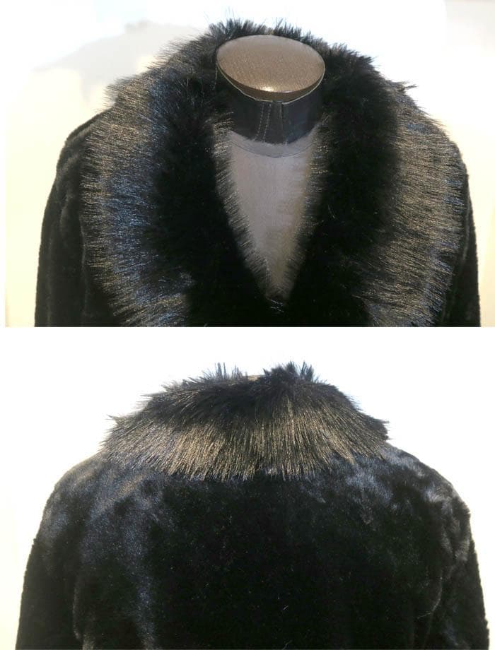 4XL ファーコート ショール襟 黒 ブラック 毛皮 パンク ロック ロカビリー