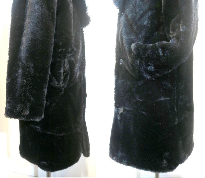 4XL ファーコート ショール襟 黒 ブラック 毛皮 パンク ロック ロカビリー