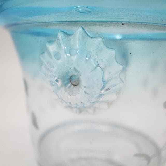 大正ガラス 水色縁 アイスペール 氷入れ 花器