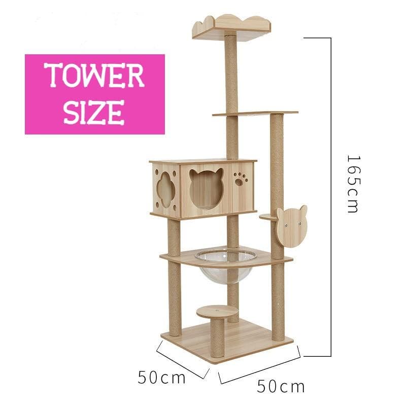 キャットタワー 木製 猫顔 猫窓宇宙船カプセル 大型猫 据え置き型 多頭