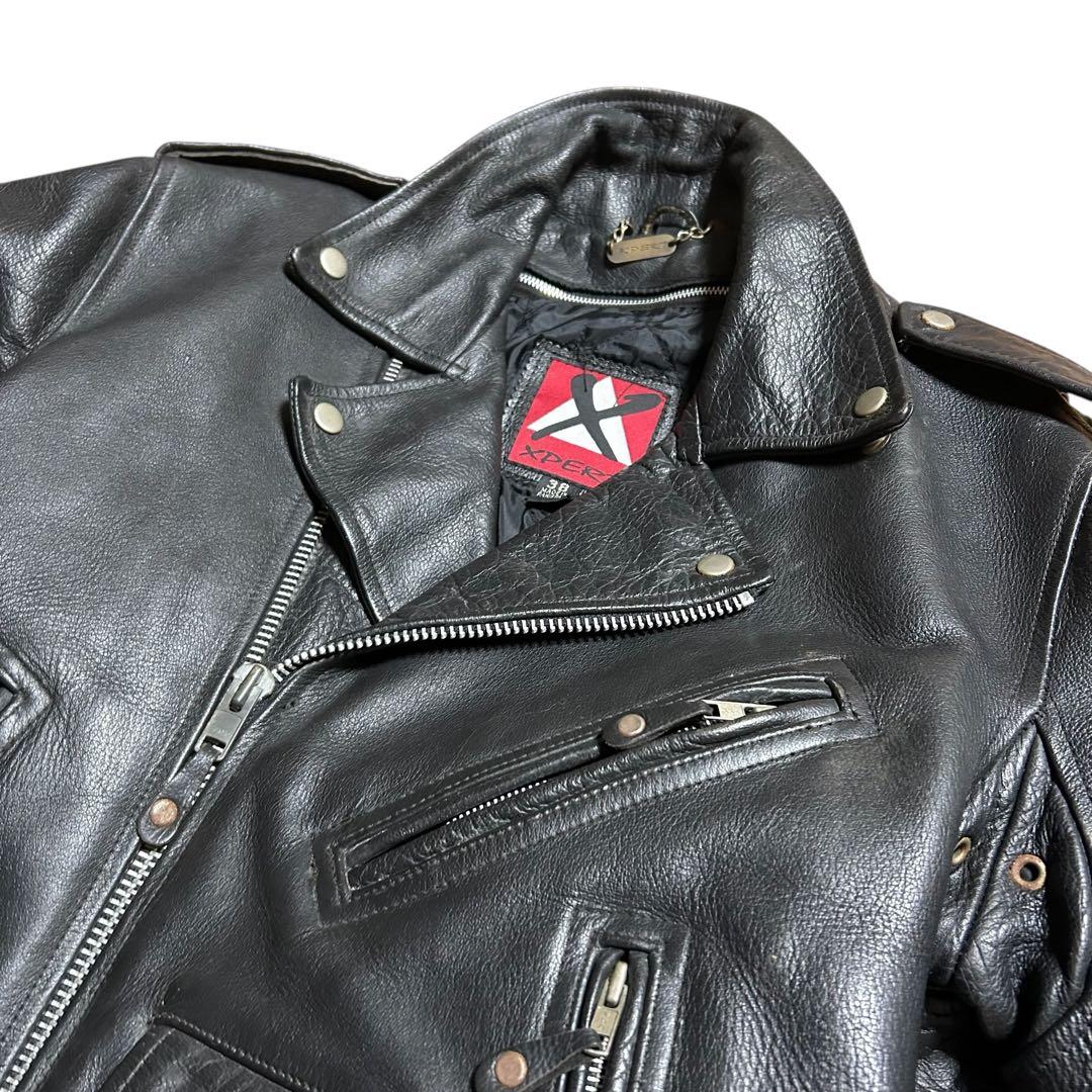 XPERT ダブルライダース レザージャケットブラック黒 キルティング 38