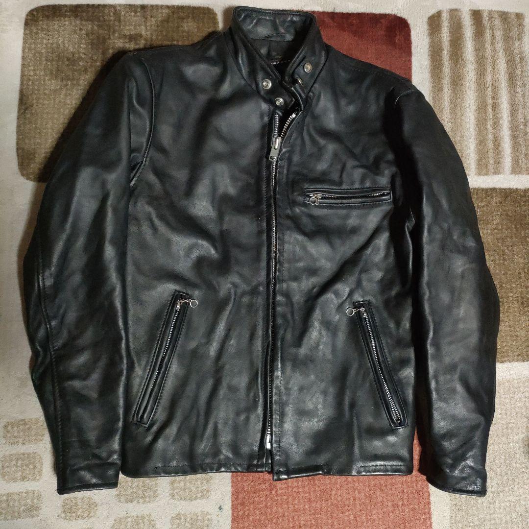 ク*ン様 人気定番Schot641t立ち襟シングルライダースジャケット 36交換