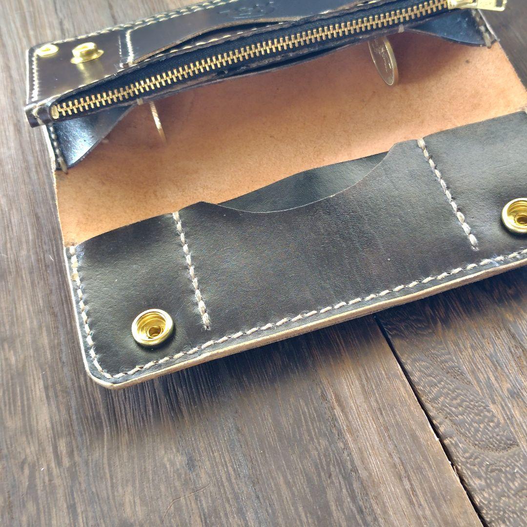 トラッカーウォレット 手染め 顔料仕上げ 2層