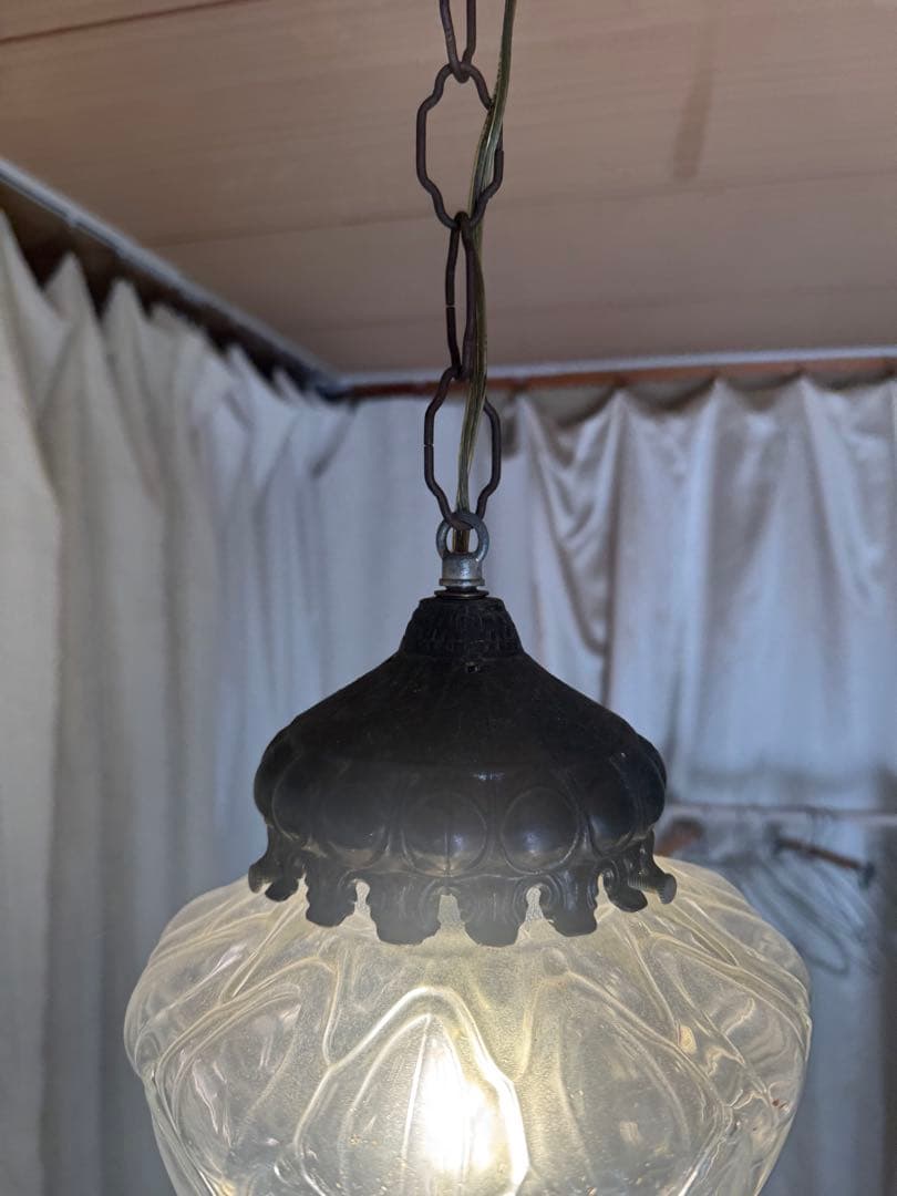 アメリカヴィンテージガラスペンダントライトクリアガラスアンティーク60-70's