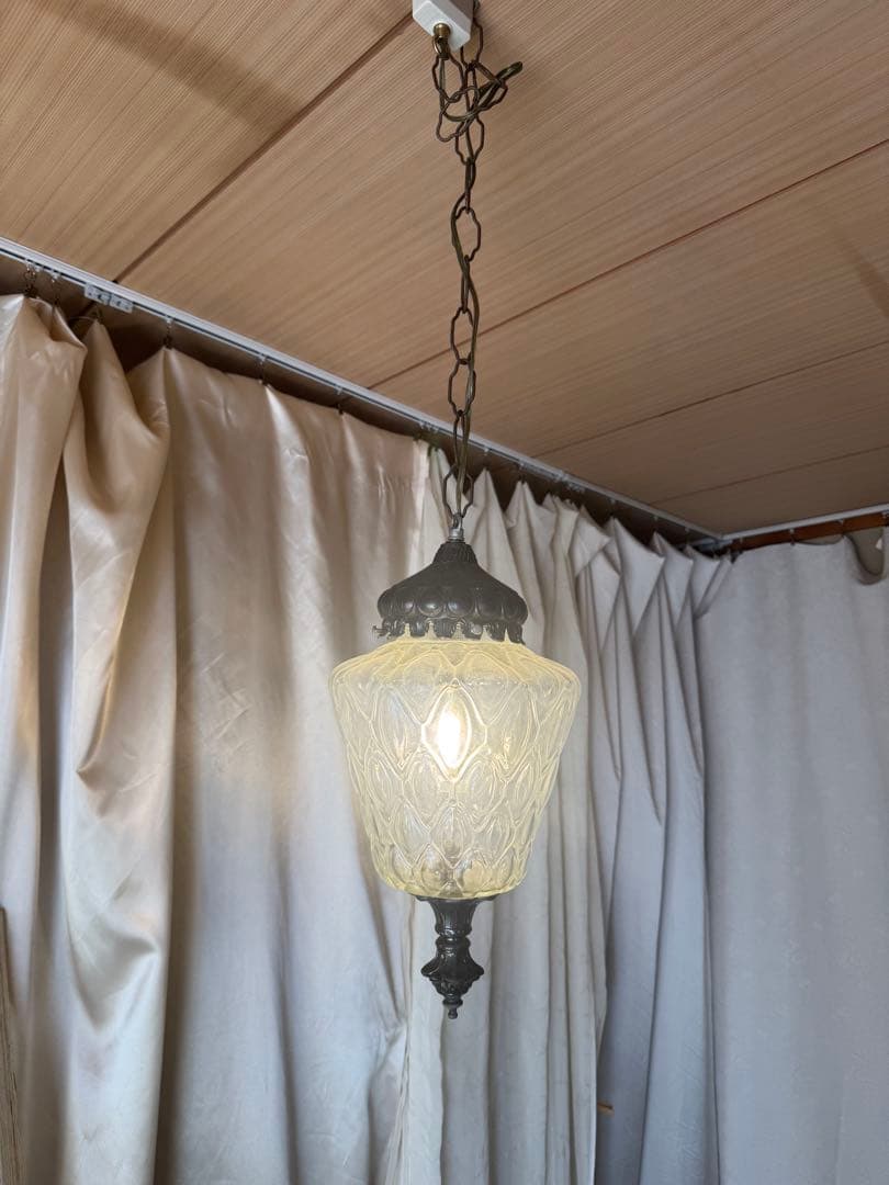 アメリカヴィンテージガラスペンダントライトクリアガラスアンティーク60-70's