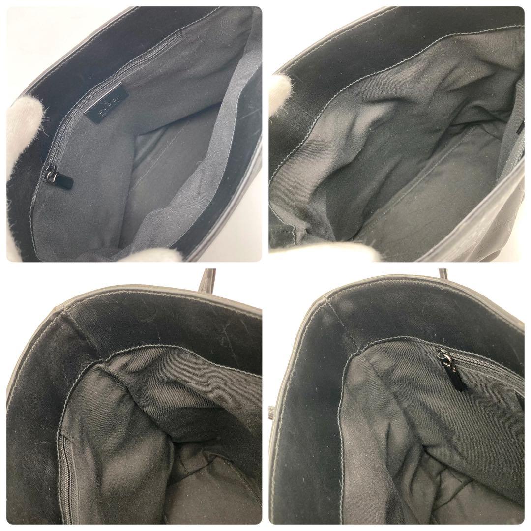 ヤス✨GUCCI ハンドバッグ 黒 ナイロン GG 総柄 モノグラム ミニ