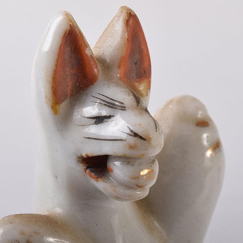 陶器製　色絵金彩　お稲荷さん　狐　3点まとめて　M　R8593