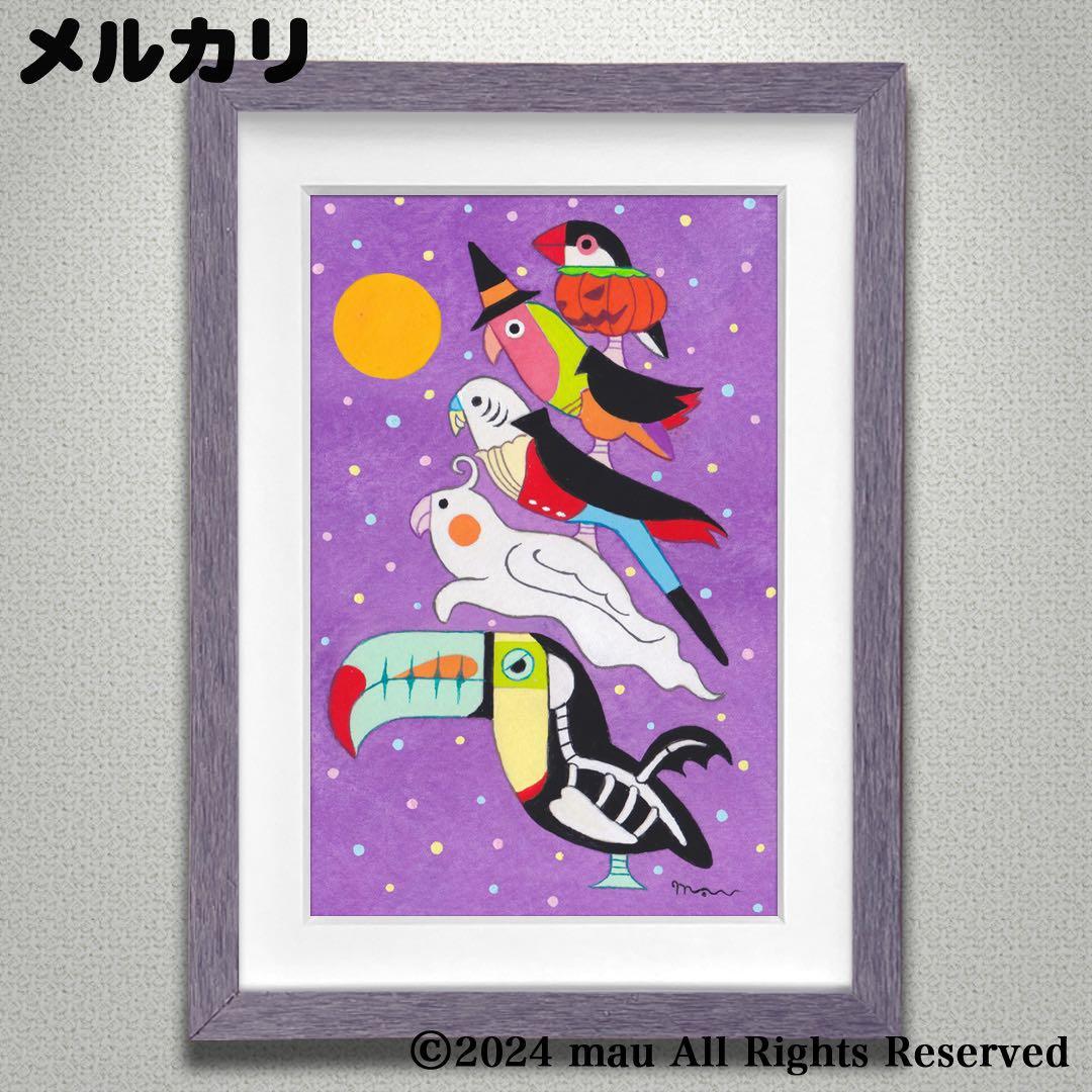 鳥油絵鳥の壁アート鳥アート額入り絵画小さな絵 - ショップ Soulart