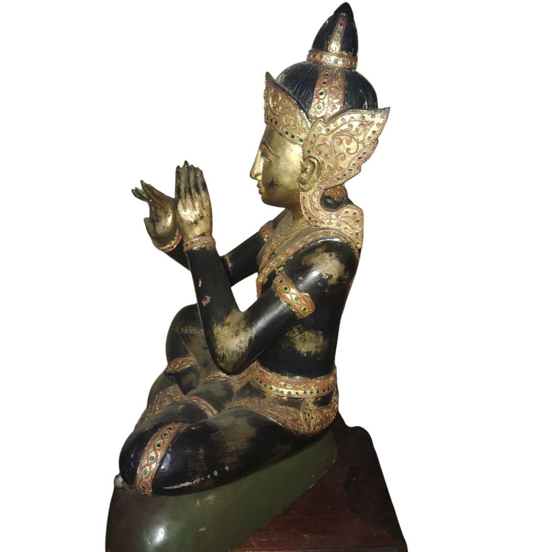 タイ仏教 木造仏像 高さ66cm アンティーク